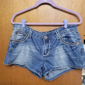 Zanadi Angel Wing Medium Denim Wash Shorts